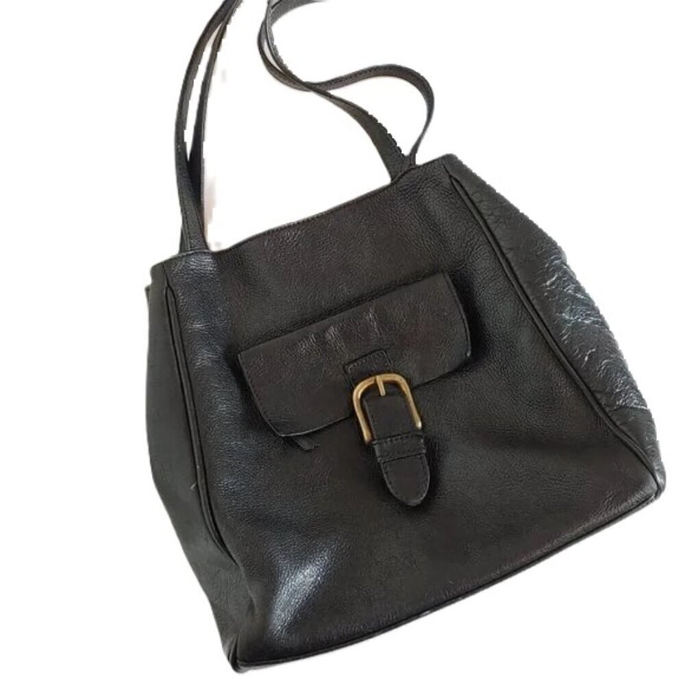Vintage Sabina New York Genuine Leather Bag Pebbled Black‎ Purse Classic
